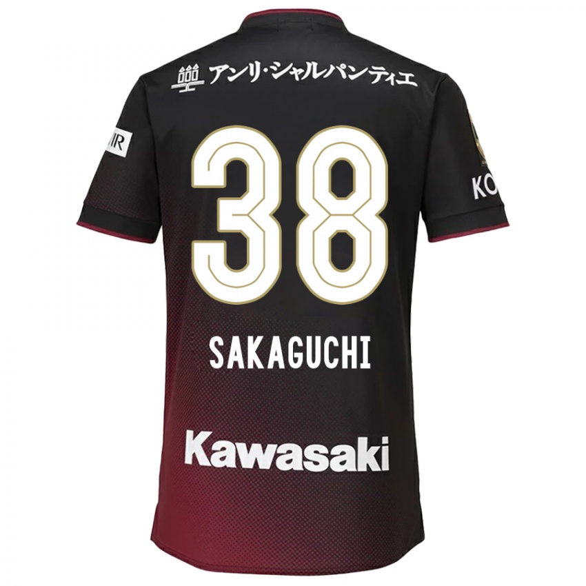 Herren Yuki Sakaguchi #38 Schwarz Rot Heimtrikot Trikot 2024/25 T-Shirt