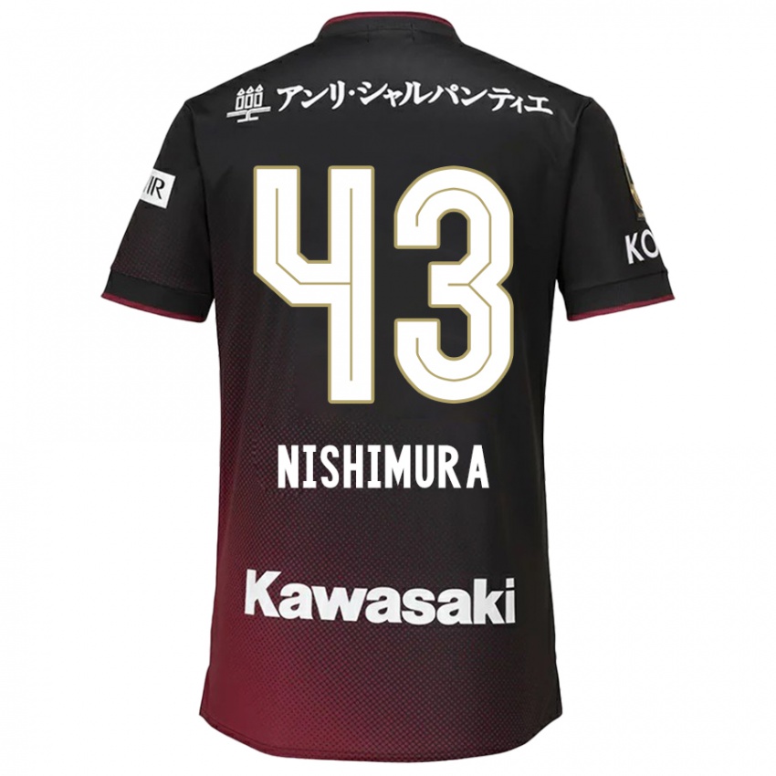 Herren Nagi Nishimura #43 Schwarz Rot Heimtrikot Trikot 2024/25 T-Shirt