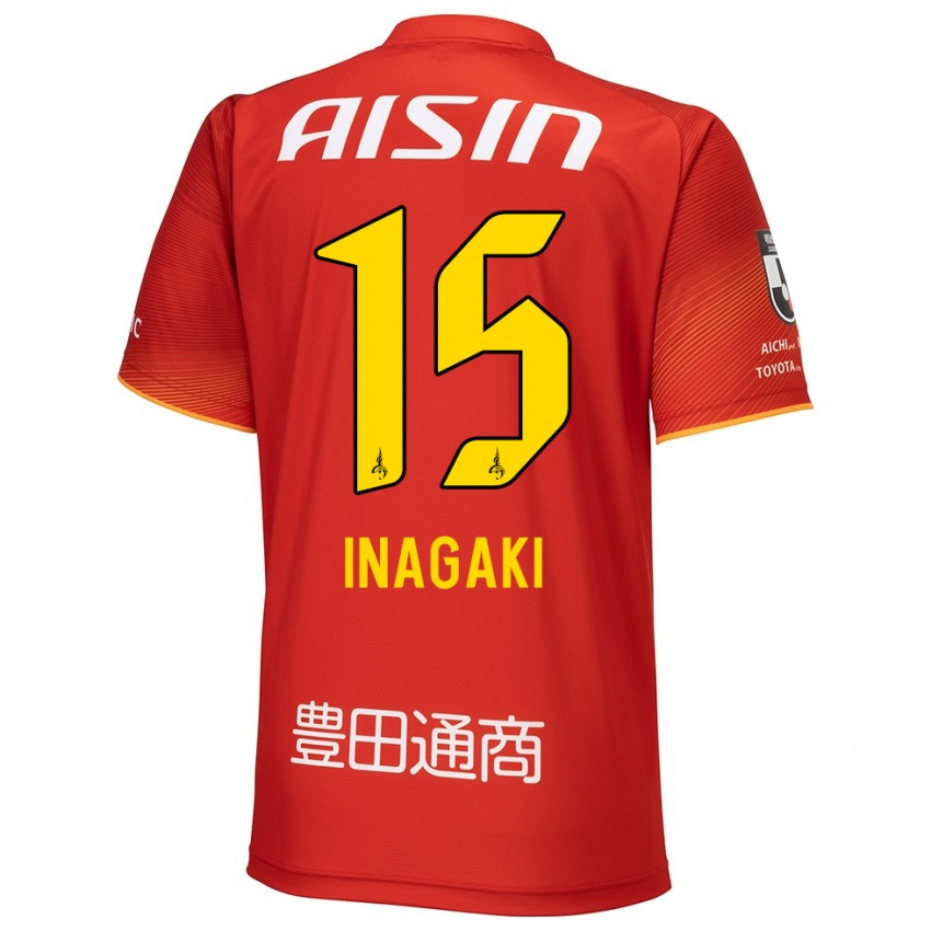 Herren Sho Inagaki #15 Rot Weiß Gelb Heimtrikot Trikot 2024/25 T-Shirt