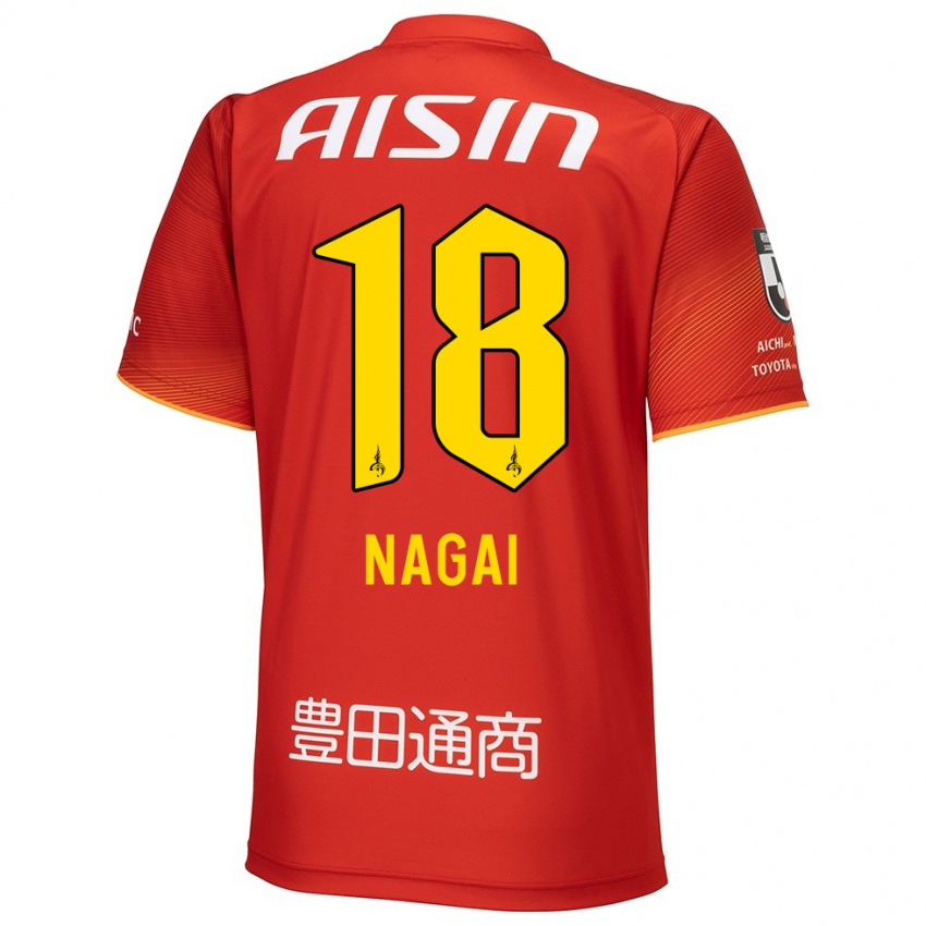 Herren Kensuke Nagai #18 Rot Weiß Gelb Heimtrikot Trikot 2024/25 T-Shirt