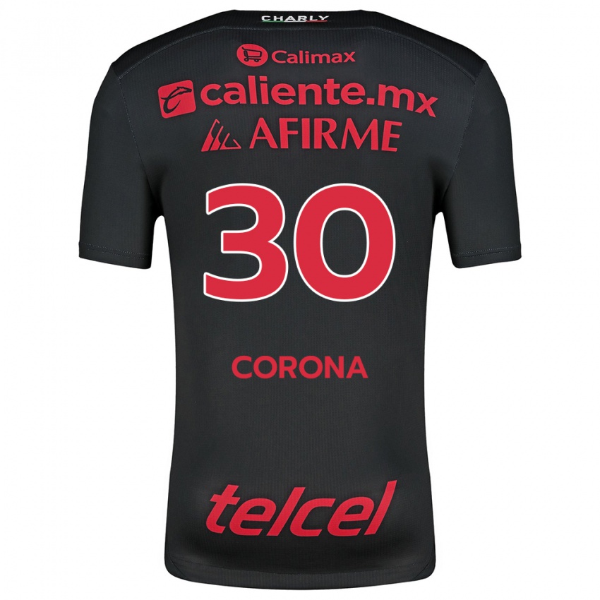 Herren Jesús Corona #30 Schwarz Rot Heimtrikot Trikot 2024/25 T-Shirt