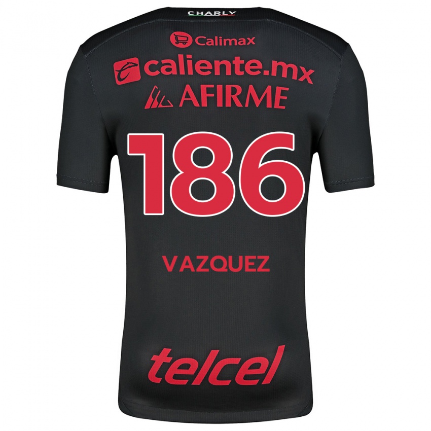 Herren Octavio Vázquez #186 Schwarz Rot Heimtrikot Trikot 2024/25 T-Shirt