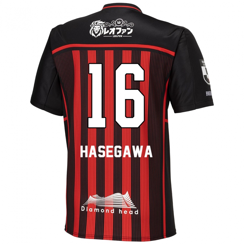 Herren Tatsuya Hasegawa #16 Rot Schwarz Heimtrikot Trikot 2024/25 T-Shirt