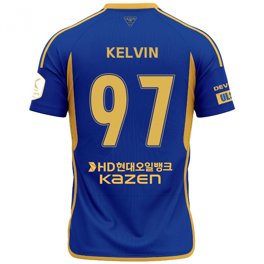 Herren Kelvin #97 Blau Gelb Heimtrikot Trikot 2024/25 T-Shirt