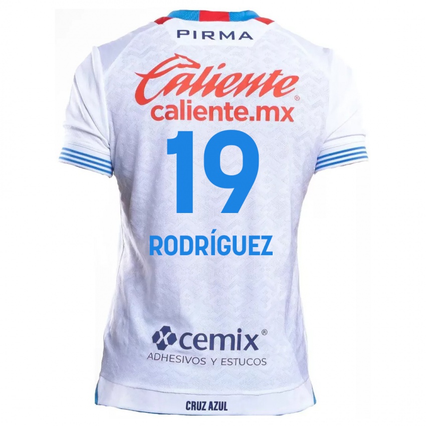 Herren Carlos Rodriguez #19 Weiß Blau Auswärtstrikot Trikot 2024/25 T-Shirt