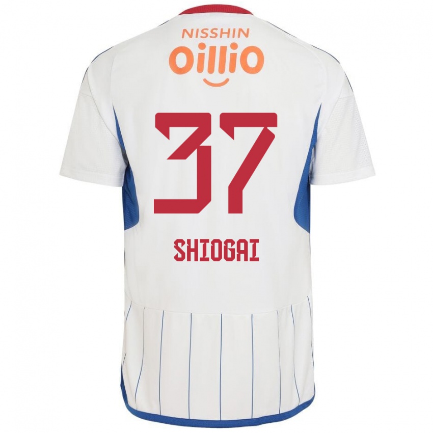 Herren Kento Shiogai #37 Weiß Blau Rot Auswärtstrikot Trikot 2024/25 T-Shirt