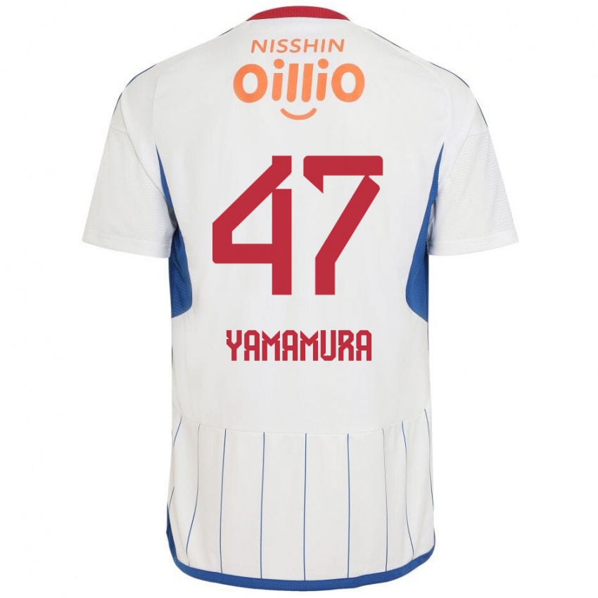 Herren Kazuya Yamamura #47 Weiß Blau Rot Auswärtstrikot Trikot 2024/25 T-Shirt