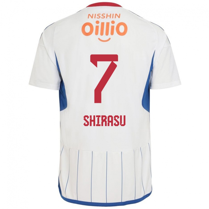 Herren Kento Shirasu #7 Weiß Blau Rot Auswärtstrikot Trikot 2024/25 T-Shirt