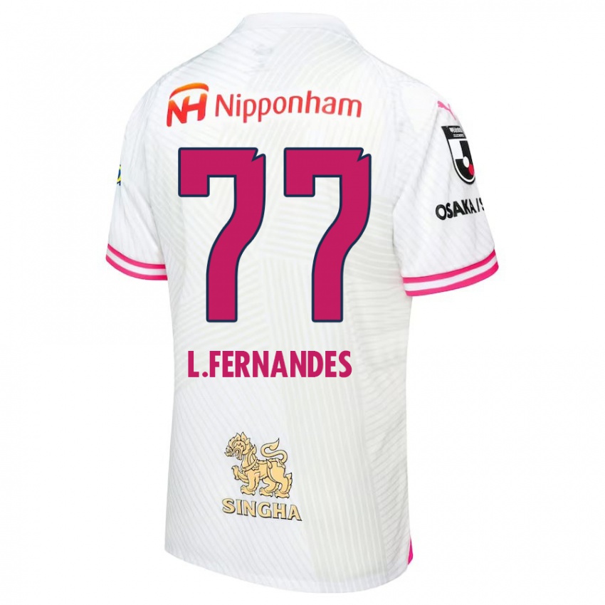 Herren Lucas Fernandes #77 Weiß Rosa Auswärtstrikot Trikot 2024/25 T-Shirt