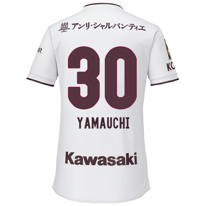 Herren Kakeru Yamauchi #30 Weiß Rot Auswärtstrikot Trikot 2024/25 T-Shirt