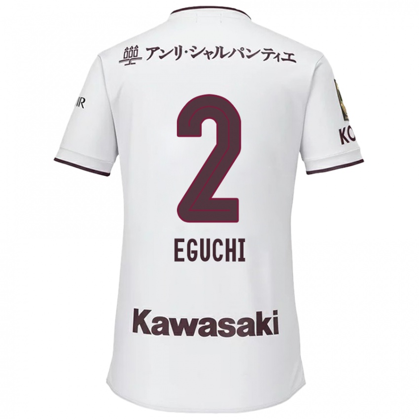 Herren Takuma Eguchi #2 Weiß Rot Auswärtstrikot Trikot 2024/25 T-Shirt