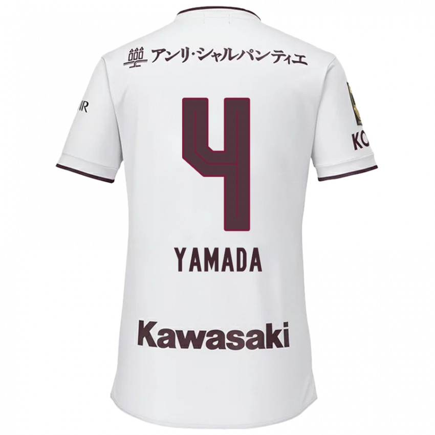 Herren Kaito Yamada #4 Weiß Rot Auswärtstrikot Trikot 2024/25 T-Shirt