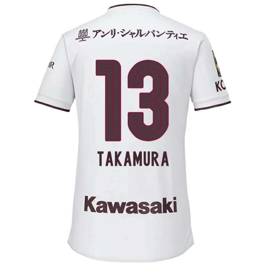 Herren Tokiya Takamura #13 Weiß Rot Auswärtstrikot Trikot 2024/25 T-Shirt