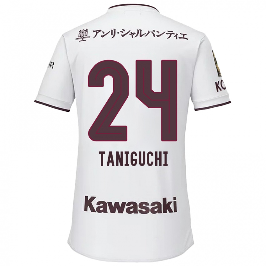 Herren Hiroto Taniguchi #24 Weiß Rot Auswärtstrikot Trikot 2024/25 T-Shirt