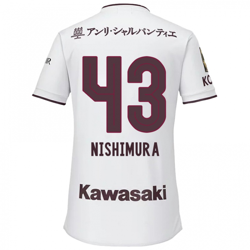 Herren Nagi Nishimura #43 Weiß Rot Auswärtstrikot Trikot 2024/25 T-Shirt