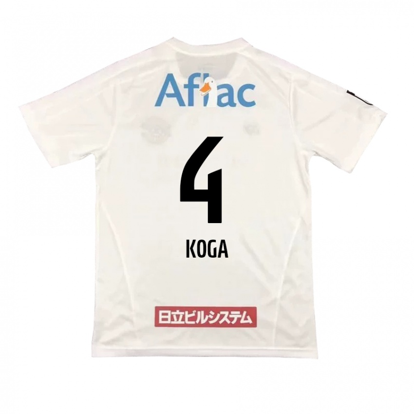 Herren Taiyo Koga #4 Weiß Schwarz Auswärtstrikot Trikot 2024/25 T-Shirt