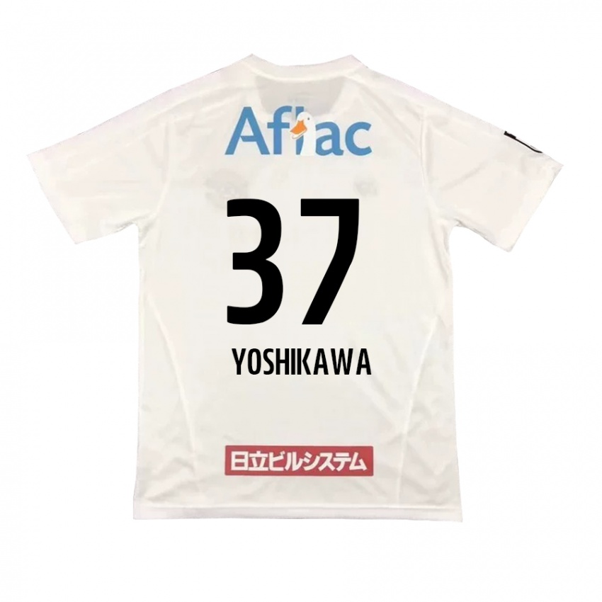 Herren Haruto Yoshikawa #37 Weiß Schwarz Auswärtstrikot Trikot 2024/25 T-Shirt