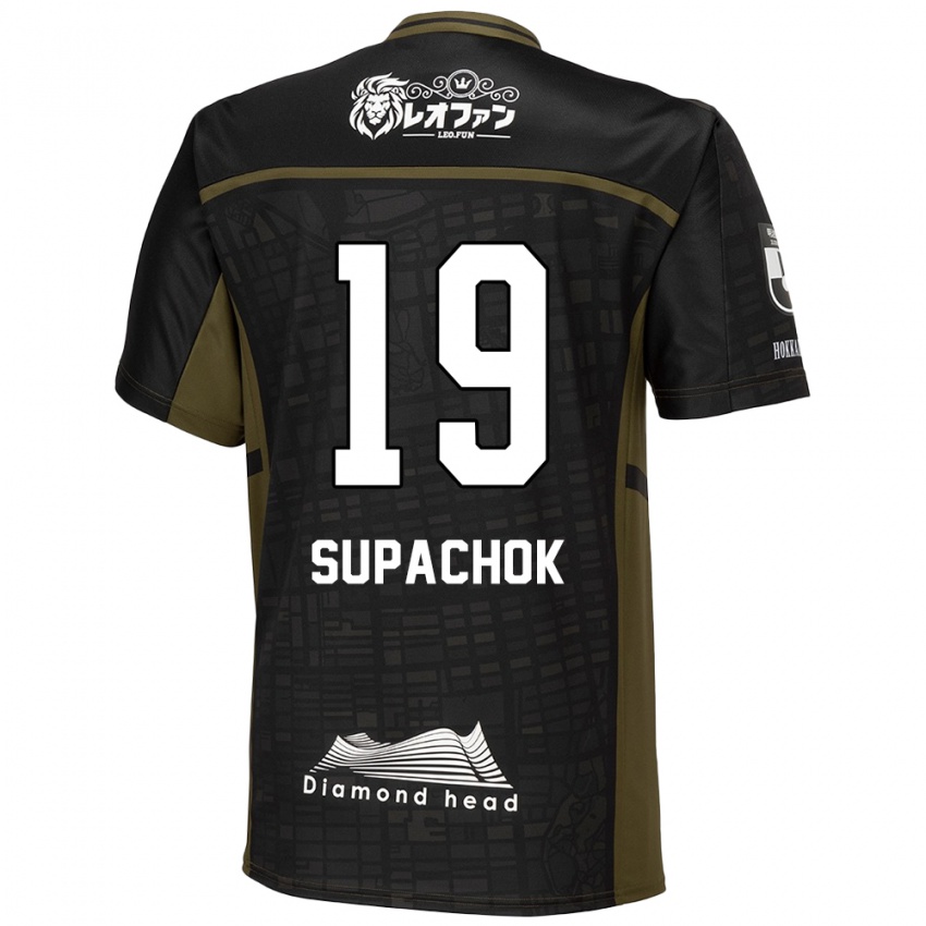 Herren Supachok Sarachat #19 Schwarz Grün Auswärtstrikot Trikot 2024/25 T-Shirt