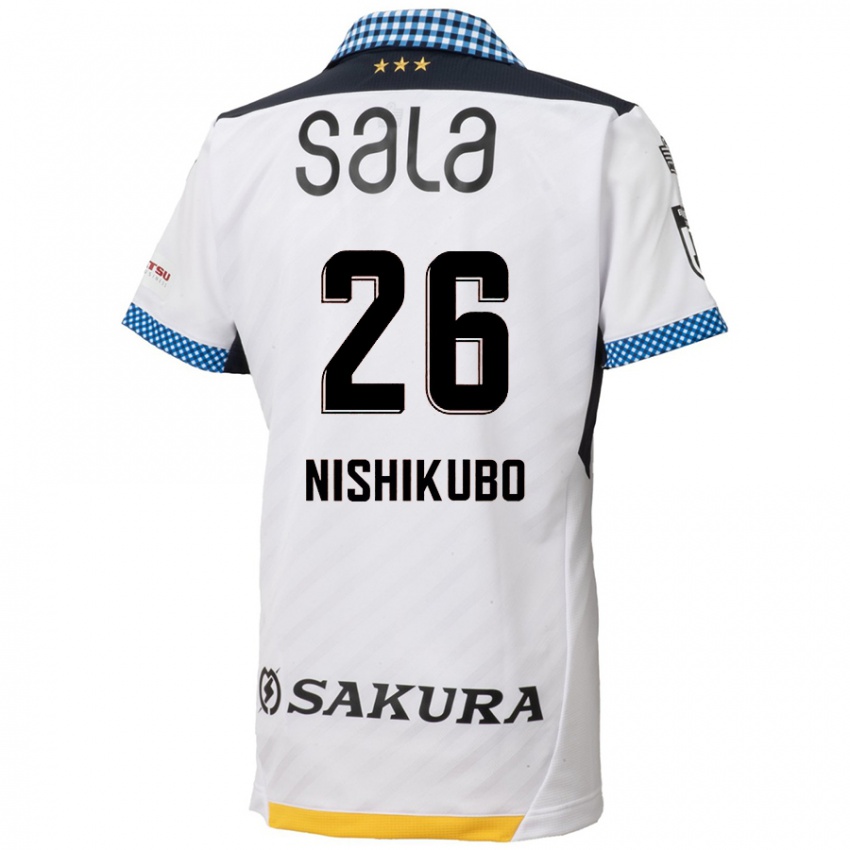 Herren Shunsuke Nishikubo #26 Weiß Schwarz Auswärtstrikot Trikot 2024/25 T-Shirt