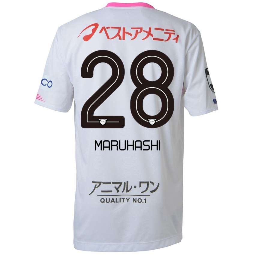 Herren Yusuke Maruhashi #28 Weiß Blau Rosa Auswärtstrikot Trikot 2024/25 T-Shirt