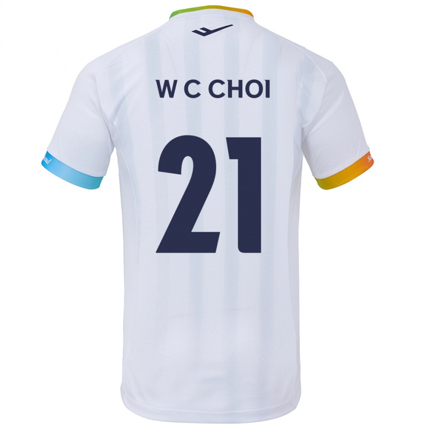 Herren Cheol-Won Choi #21 Weiß Blau Auswärtstrikot Trikot 2024/25 T-Shirt