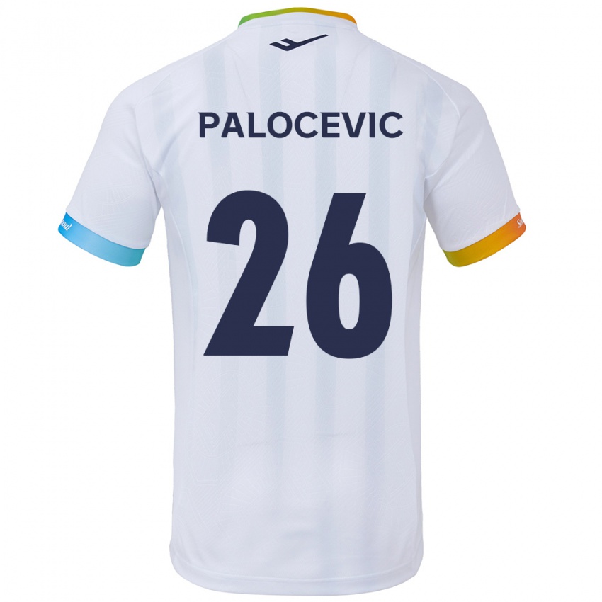 Herren Aleksandar Palocevic #26 Weiß Blau Auswärtstrikot Trikot 2024/25 T-Shirt