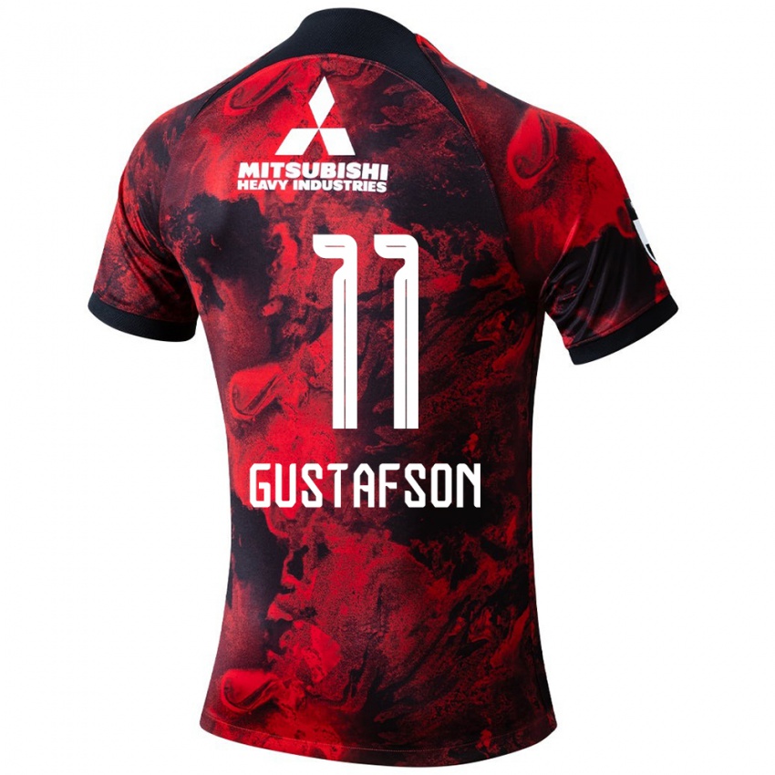 Damen Samuel Gustafson #11 Rot Schwarz Heimtrikot Trikot 2024/25 T-Shirt