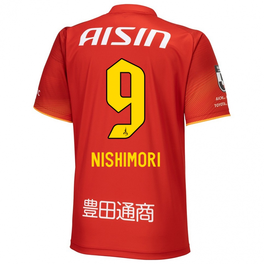 Damen Naoto Nishimori #9 Rot Weiß Gelb Heimtrikot Trikot 2024/25 T-Shirt