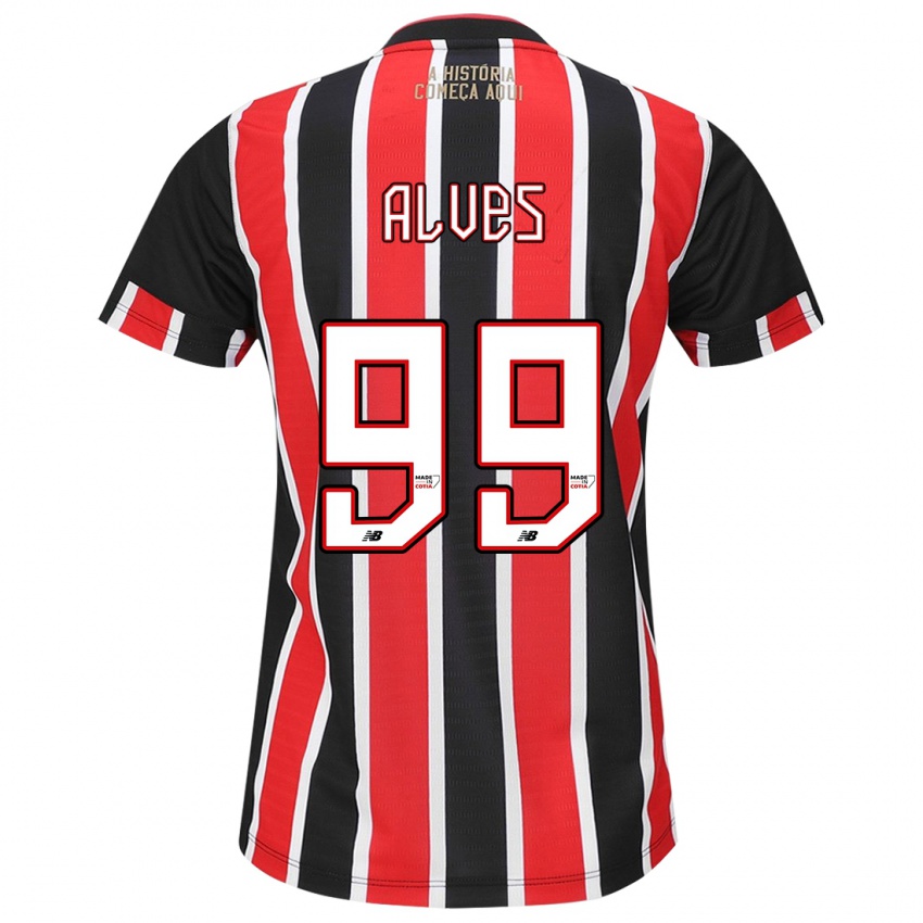 Damen Letícia Alves #99 Schwarz Rot Weiß Auswärtstrikot Trikot 2024/25 T-Shirt