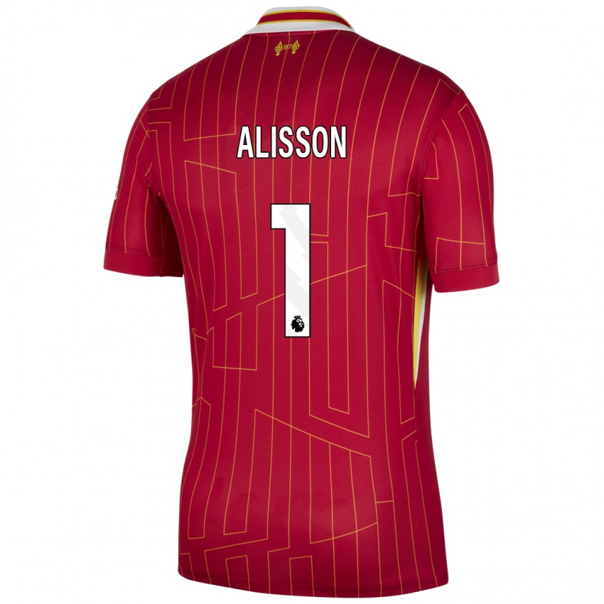 Kinder Alisson #1 Rot Gelb Weiß Heimtrikot Trikot 2024/25 T-Shirt