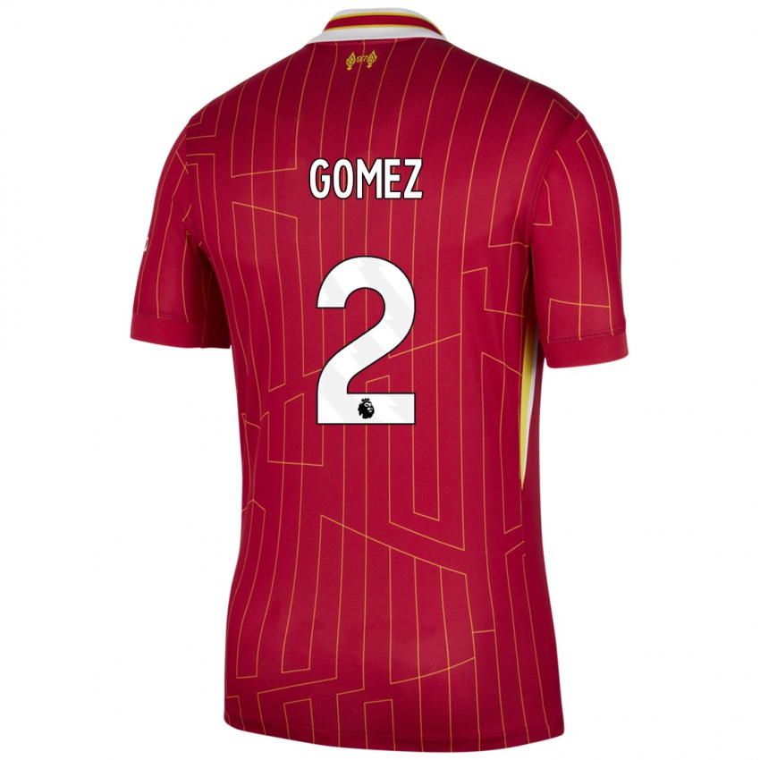 Kinder Joe Gomez #2 Rot Gelb Weiß Heimtrikot Trikot 2024/25 T-Shirt