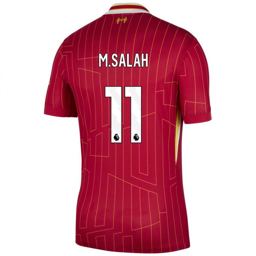 Kinder Mohamed Salah #11 Rot Gelb Weiß Heimtrikot Trikot 2024/25 T-Shirt