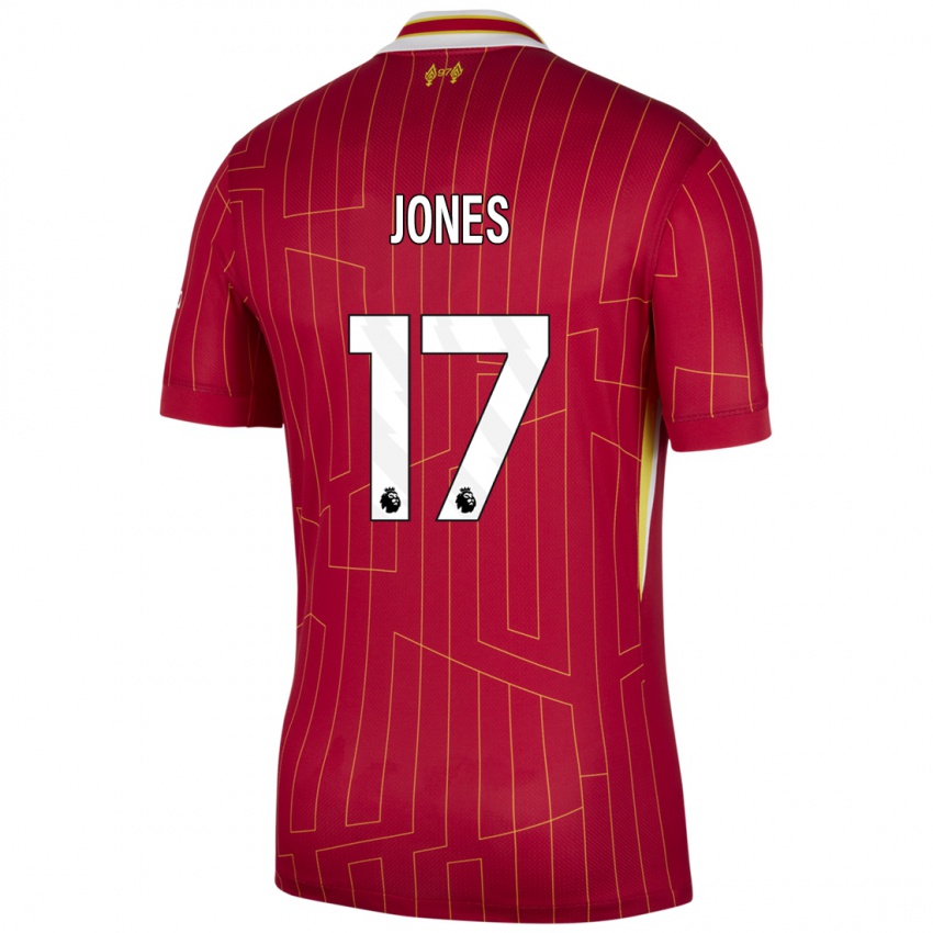 Kinder Curtis Jones #17 Rot Gelb Weiß Heimtrikot Trikot 2024/25 T-Shirt