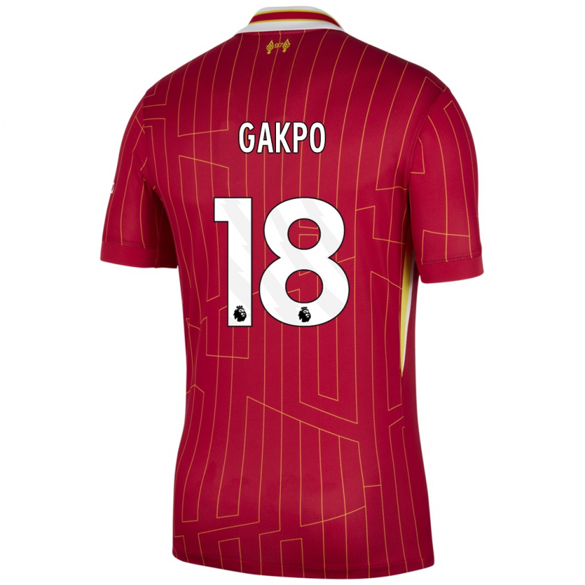 Kinder Cody Gakpo #18 Rot Gelb Weiß Heimtrikot Trikot 2024/25 T-Shirt