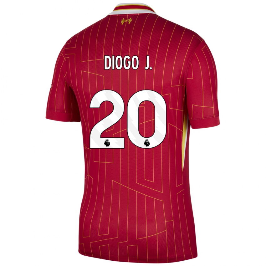 Kinder Diogo Jota #20 Rot Gelb Weiß Heimtrikot Trikot 2024/25 T-Shirt