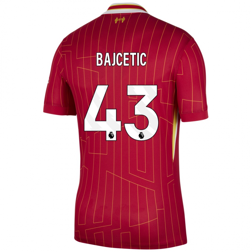 Kinder Stefan Bajcetic #43 Rot Gelb Weiß Heimtrikot Trikot 2024/25 T-Shirt