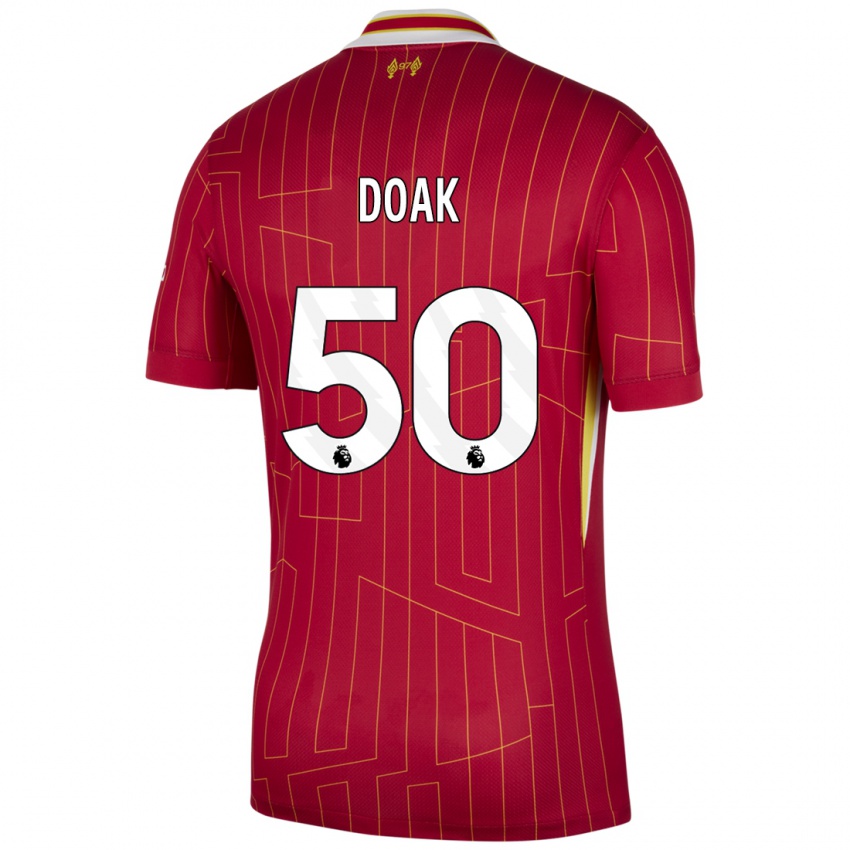 Kinder Ben Doak #50 Rot Gelb Weiß Heimtrikot Trikot 2024/25 T-Shirt