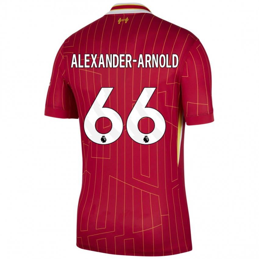 Kinder Trent Alexander-Arnold #66 Rot Gelb Weiß Heimtrikot Trikot 2024/25 T-Shirt