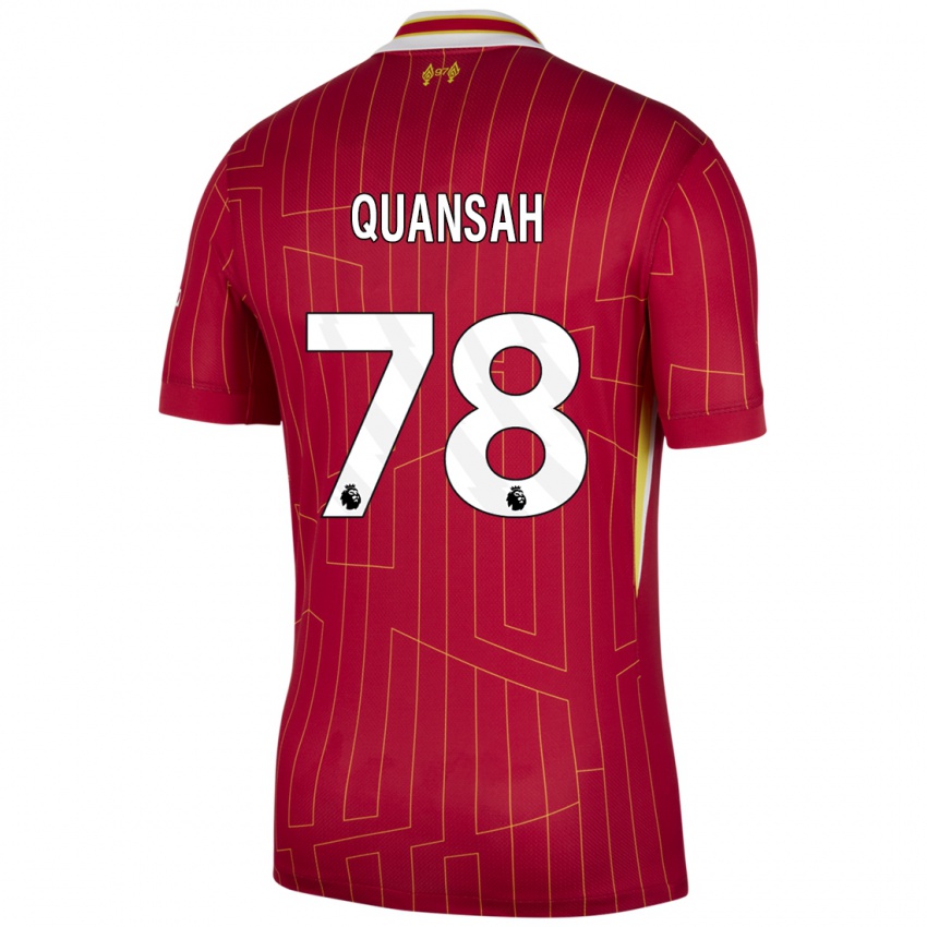 Kinder Jarell Quansah #78 Rot Gelb Weiß Heimtrikot Trikot 2024/25 T-Shirt