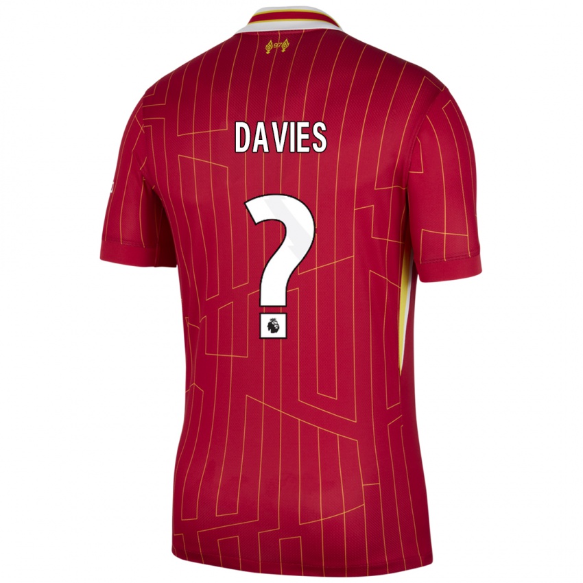 Kinder Harvey Davies #0 Rot Gelb Weiß Heimtrikot Trikot 2024/25 T-Shirt