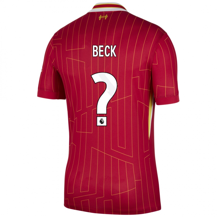 Kinder Owen Beck #0 Rot Gelb Weiß Heimtrikot Trikot 2024/25 T-Shirt