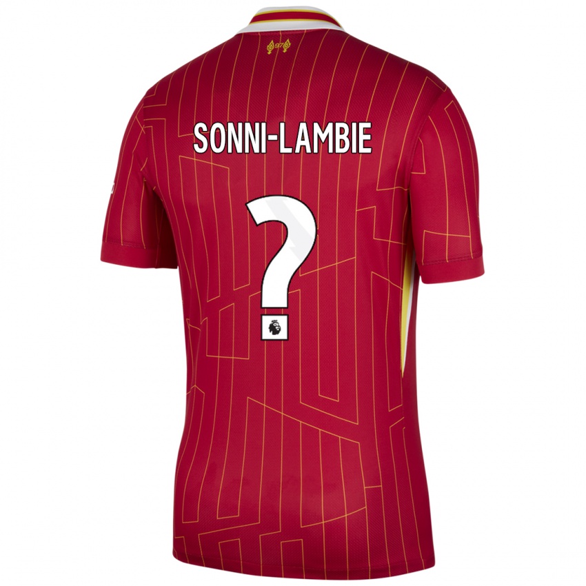 Kinder Joshua Sonni-Lambie #0 Rot Gelb Weiß Heimtrikot Trikot 2024/25 T-Shirt