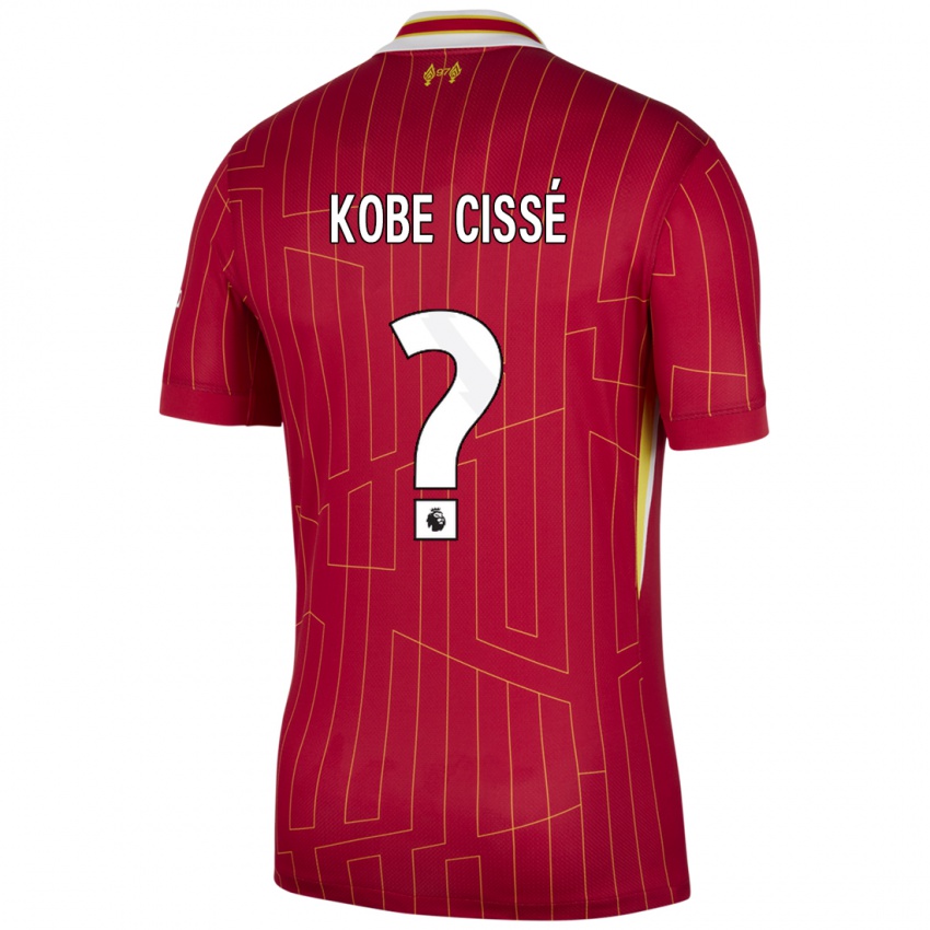 Kinder Prince Kobe Cissé #0 Rot Gelb Weiß Heimtrikot Trikot 2024/25 T-Shirt