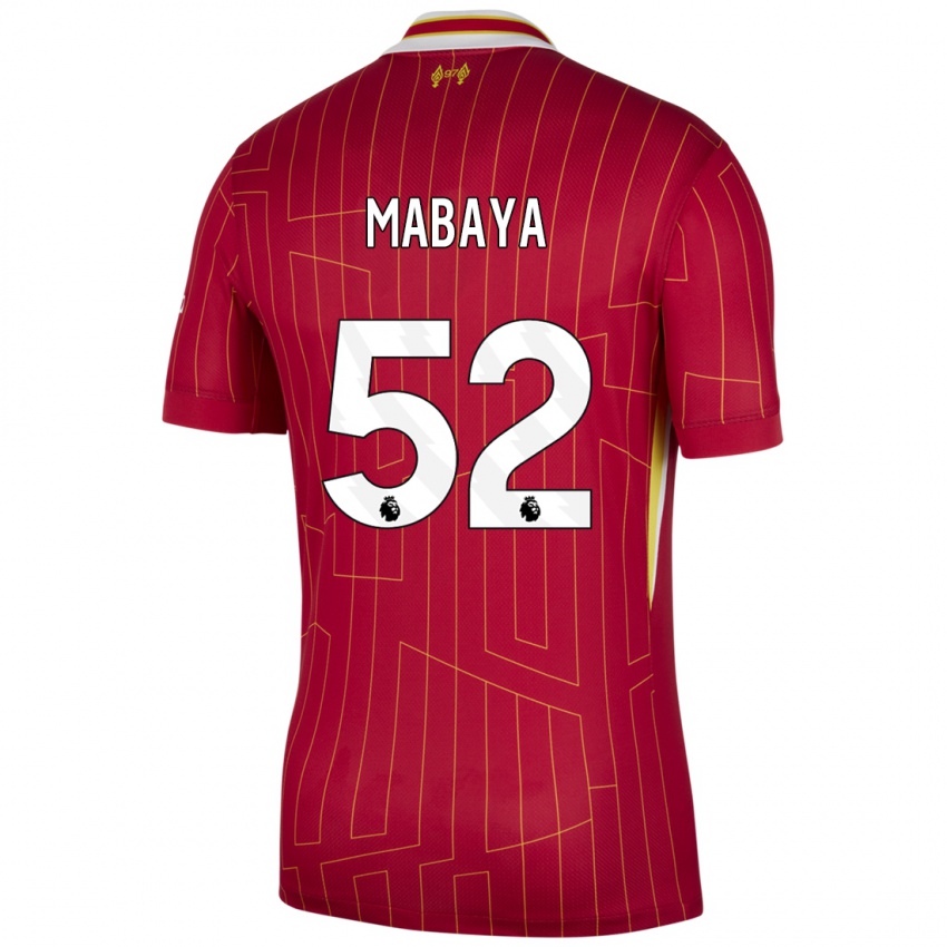 Kinder Isaac Mabaya #52 Rot Gelb Weiß Heimtrikot Trikot 2024/25 T-Shirt