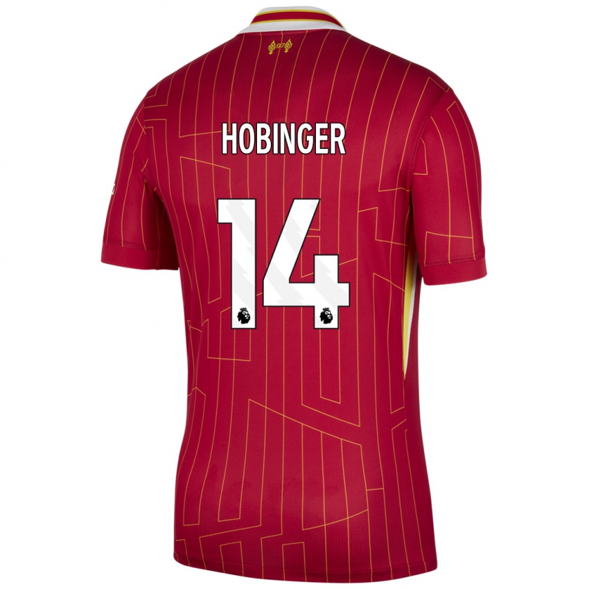 Kinder Marie Höbinger #14 Rot Gelb Weiß Heimtrikot Trikot 2024/25 T-Shirt