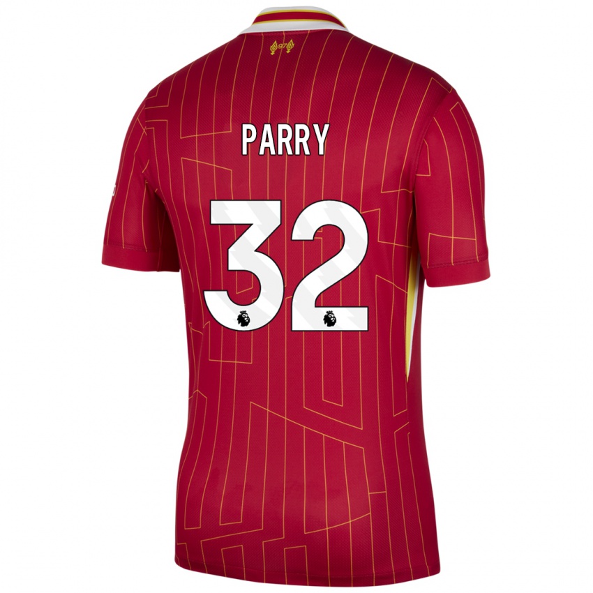 Kinder Lucy Parry #32 Rot Gelb Weiß Heimtrikot Trikot 2024/25 T-Shirt