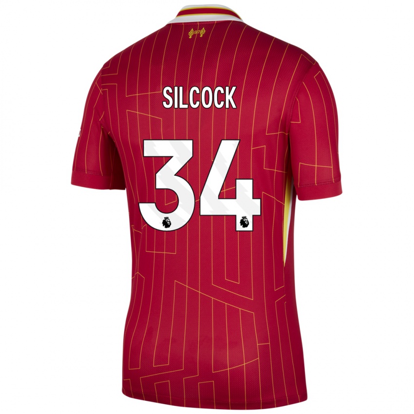 Kinder Hannah Silcock #34 Rot Gelb Weiß Heimtrikot Trikot 2024/25 T-Shirt