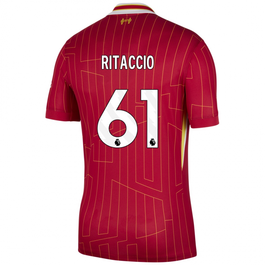 Kinder Matteo Ritaccio #61 Rot Gelb Weiß Heimtrikot Trikot 2024/25 T-Shirt