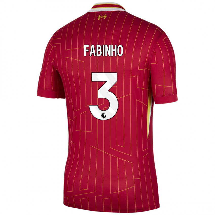 Kinder Fabinho #3 Rot Gelb Weiß Heimtrikot Trikot 2024/25 T-Shirt