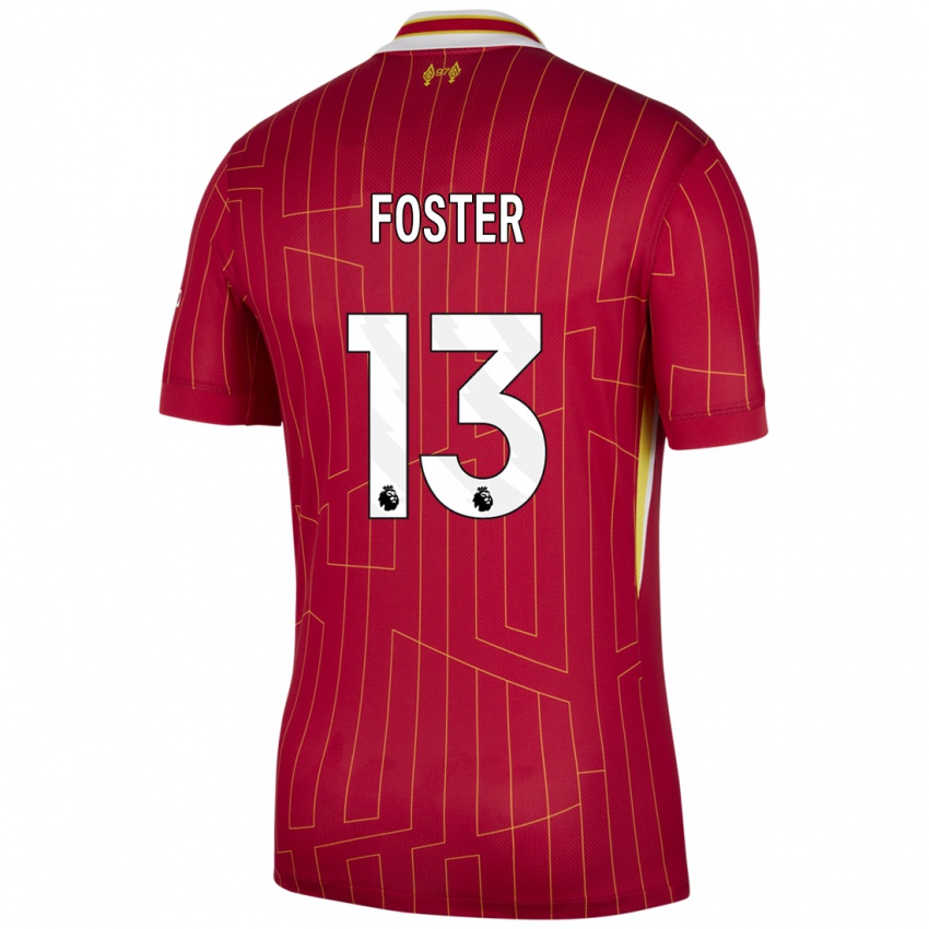 Kinder Rylee Foster #13 Rot Gelb Weiß Heimtrikot Trikot 2024/25 T-Shirt